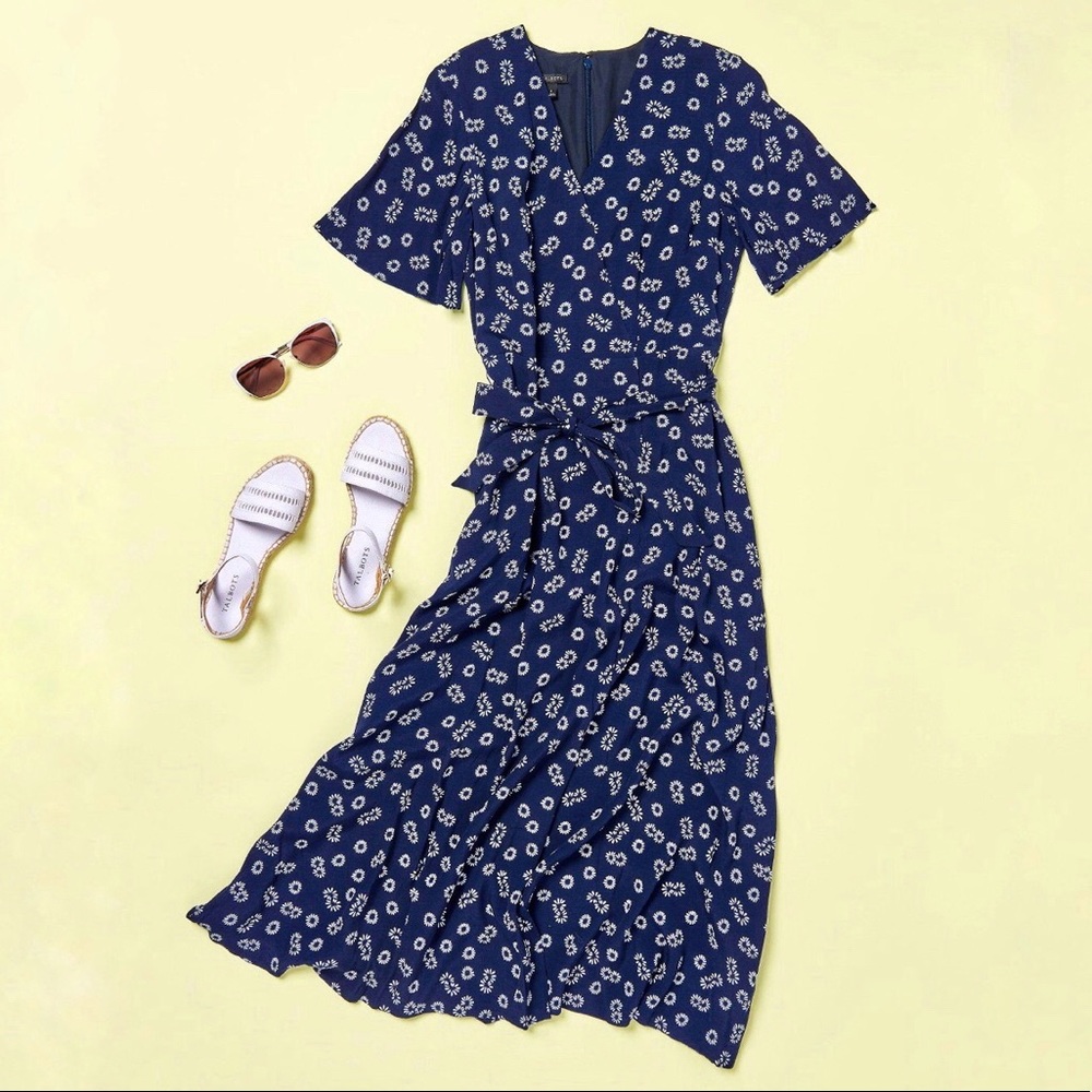 TALBOT DAISY WRAP MIDI DRESS